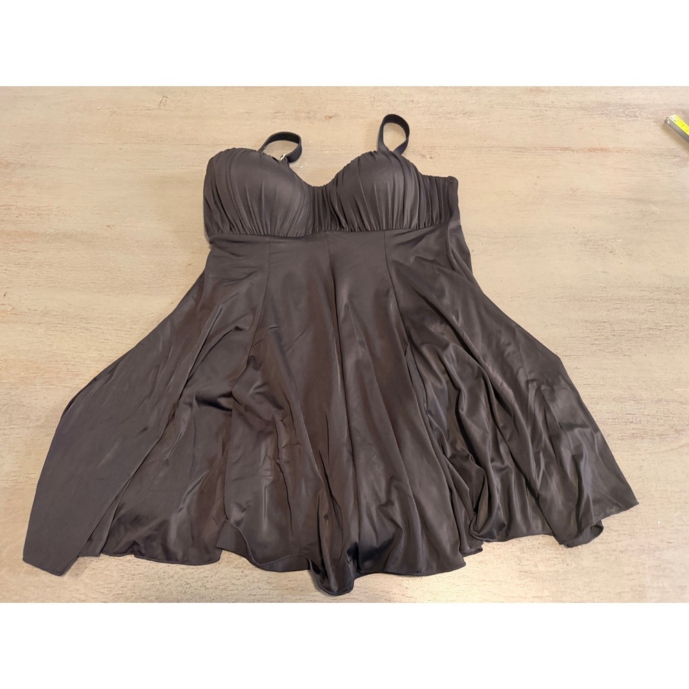 Fit 4 U Fit 2 Lift Black Swim Dress One Piece Swimsuit Size 10 401113